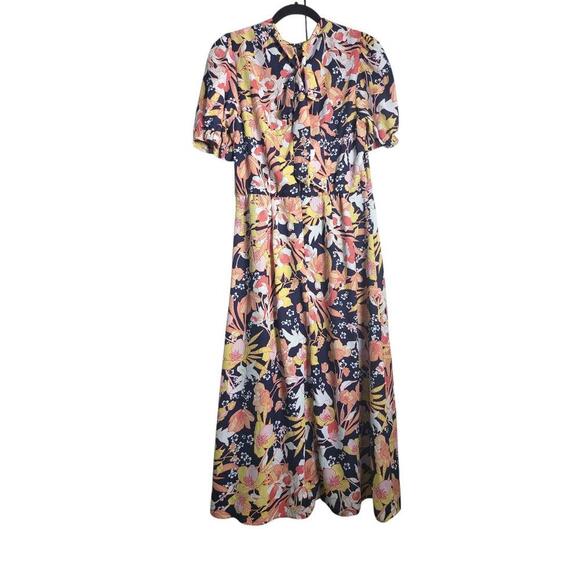 Julia Jordan Dress Womens Size 10 Pink Blue Floral Print Short Sleeve VNeck Midi - Picture 5 of 11